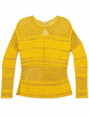 Maje Yellow Openwork Crochet Knit Sweater – NWT 8/10